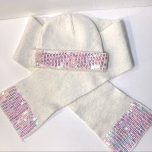 Girl’s Winter Knit Hat & Scarf w/Sequins